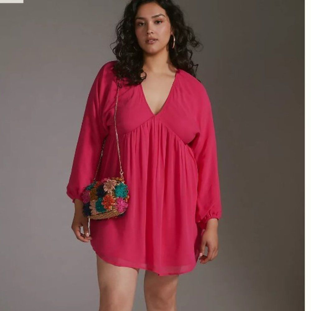 Anthropologie Let Me Be Sheer Flowy Dress Pink S